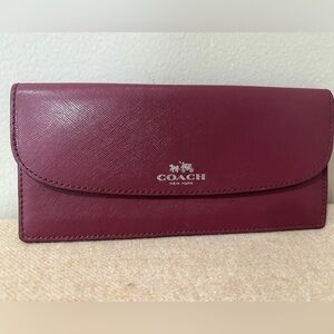 Coach Burgundy Long Slim Bifold Wallet NWOT